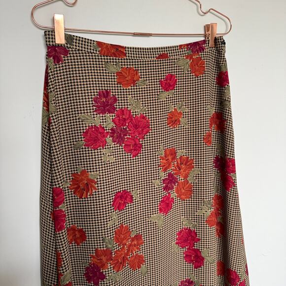 Vintage Womens Houndstooth Skirt Size 12 Midi Academia Preppy Old Money Citycore - Picture 3 of 7